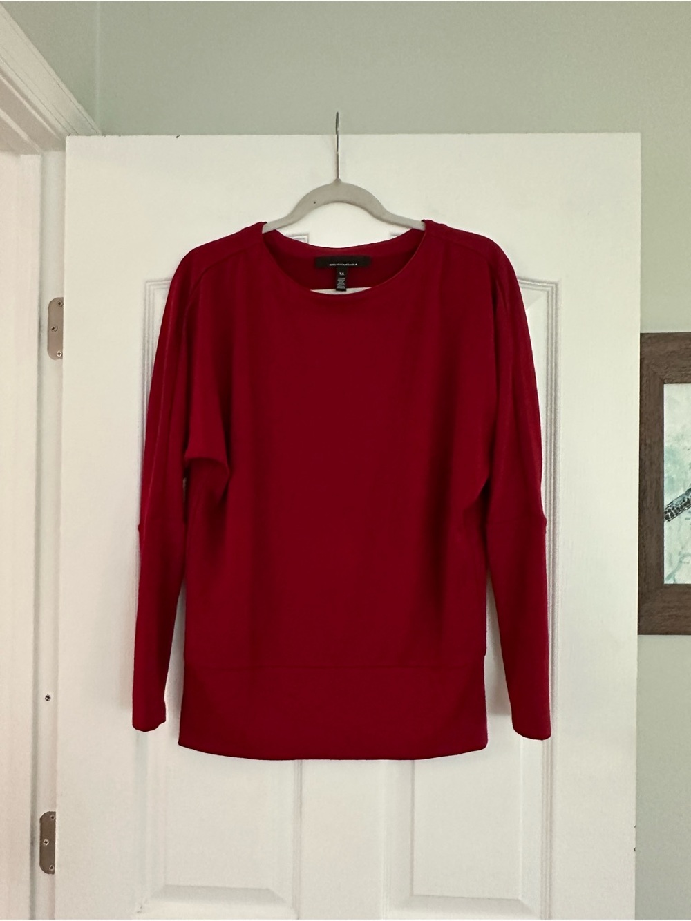 White House Black Market NWOT Red Crewneck Banded Bottom Sweater/Tunic!